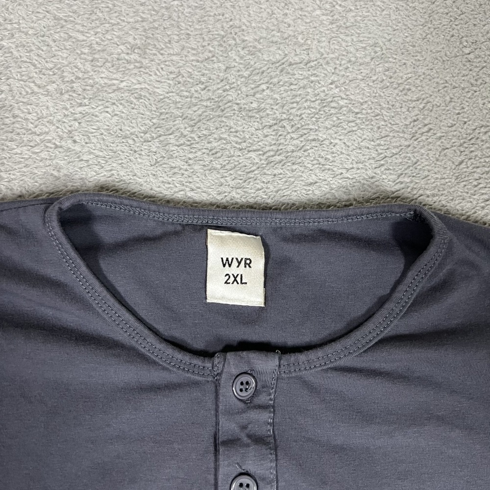 WYR Shirt Mens 2XL Gray Henley Long Sleeve Tee Casual - Picture 4 of 11